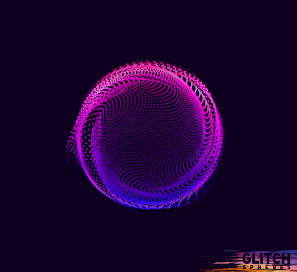 istock Abstract vector colorful mesh on dark background. Futuristic style card. Corrupted point sphere 1400461636