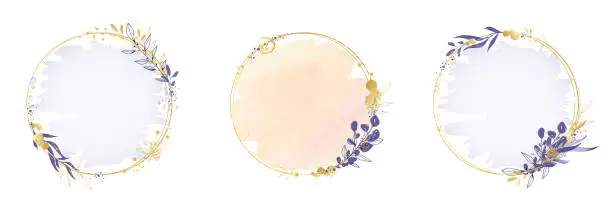 Vector illustration of Wedding, social media, beauty, luxury vector abstract floral botanical round frame banners watercolour hand drawn illustration