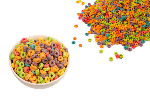 istock Sweet multicolored flakes, cereal loops. 1400465568