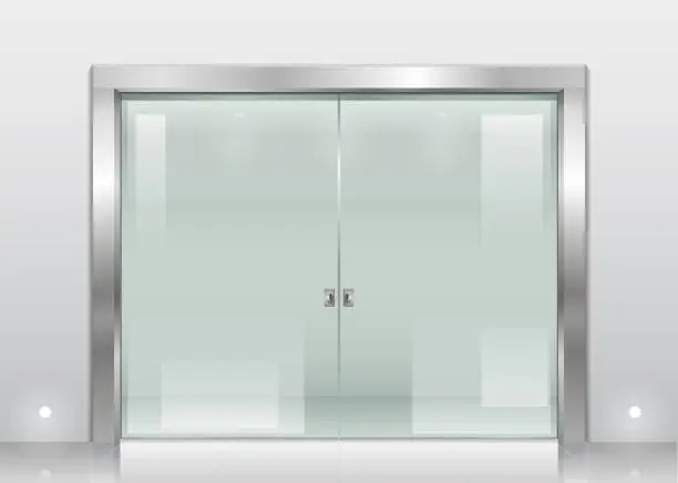Vector illustration of Steel portal and glass sliding wide door