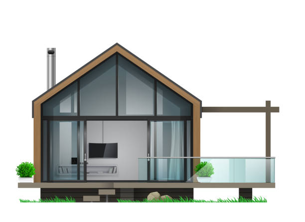 istock Facade of a modern barnhouse with a terrace 1400465951