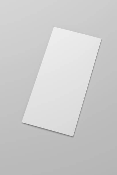 istock Blank trifold brochure on gray background. 3D rendering. 1400466887