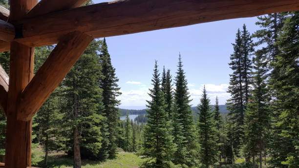 istock mountain scene from log porch 1400467455