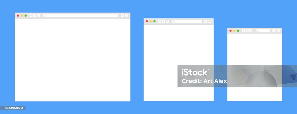 Web Browsers Layout On Blue Background Template Browser Window On ...