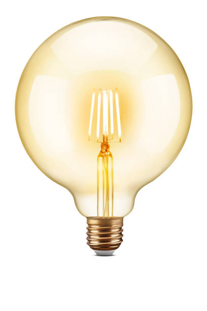 istock LED filament tungsten vintage round light bulb, isolated on white background 1400469093