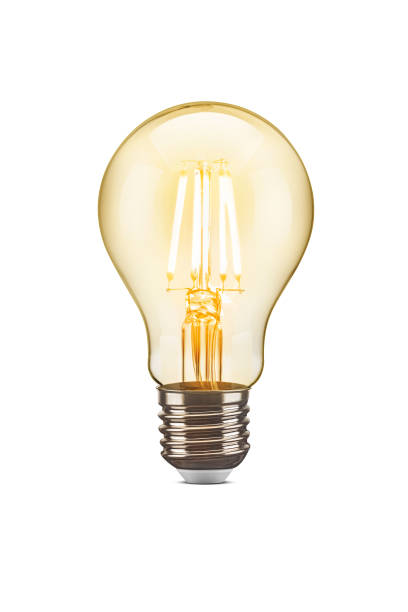 ledフィラメントタングステンヴィンテージ電球、白い背景に分離 - 電灯 ストックフォトと画像