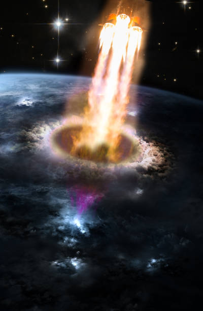 istock Launch of a spacecraft from the planet Earth into space through the ozone hole. 1400469687