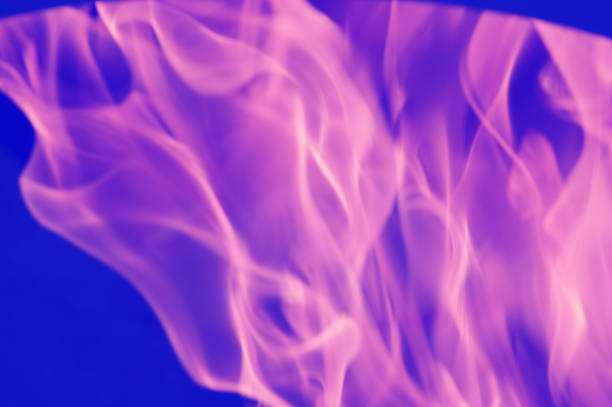 Pink-purple swirling bright smoke, dynamic paint in water, flames. Abstract creative background. Abstract pink-violet reflections of light, flame, smoke, blurred on a blue background. Bright colored background.