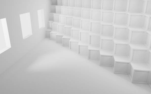 istock Abstract Interior Concept. Hypnotic Corporate Construction. White Building Concept. Artistic Business Template. 3D ilustartion. 1400477576