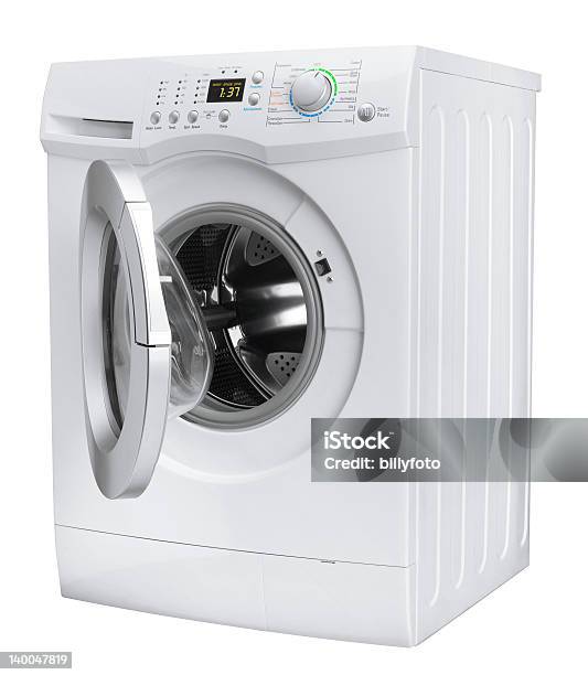 Close Up Of A White Washing Machine With The Door Open Stock Photo - Download Image Now