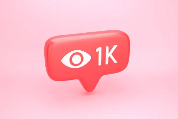 Photo of One thousand views social media notification with eye icon