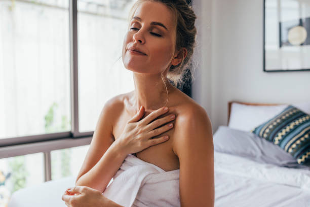 Blonde Woman Having A Beauty Routine