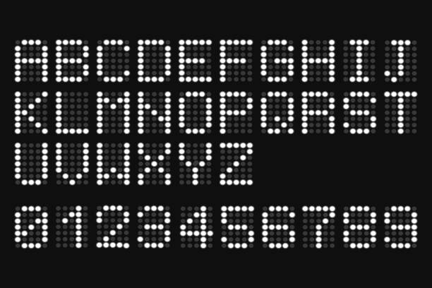 istock Led digital font set. Digital scoreboard alphabet 1400481520