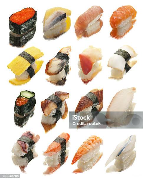 Sushi Odbicia - zdjęcia stockowe i więcej obrazów Jedzenie - Jedzenie, Bez ludzi, Białe tło