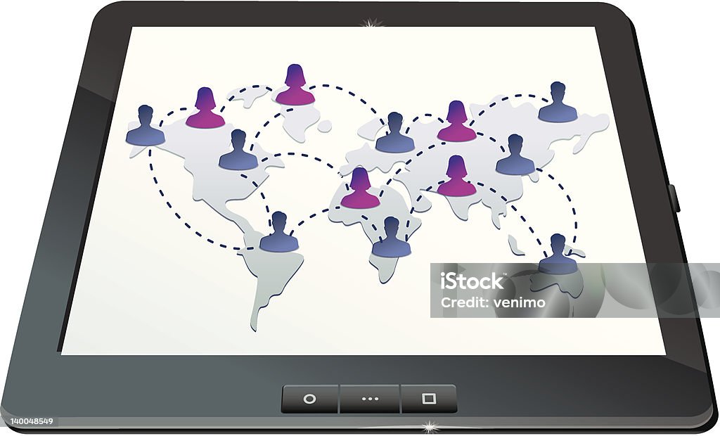 소셜 네트워크 화면에 태블릿 pc - 로열티 프리 태블릿 벡터 아트