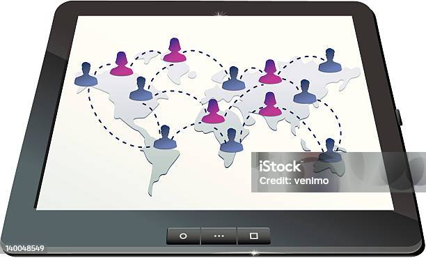 소셜 네트워크 화면에 태블릿 Pc 태블릿에 대한 스톡 벡터 아트 및 기타 이미지 - 태블릿, 공동체, 그래픽 사용자 인터페이스