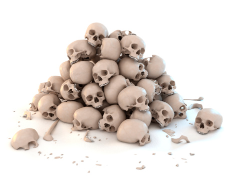 pile of skulls 3d illustration