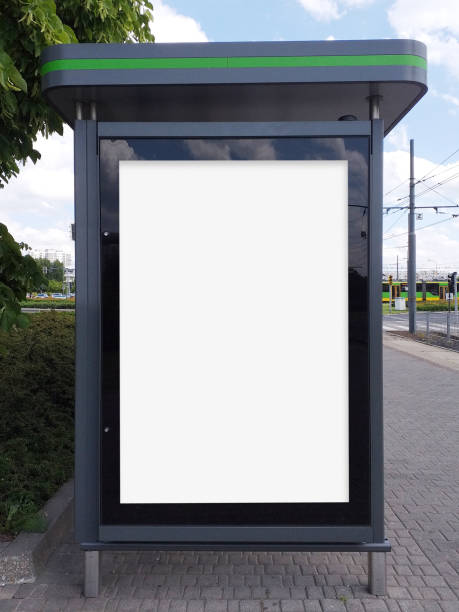 istock Outdoor advertising billboard at the tram stop. 1400486135