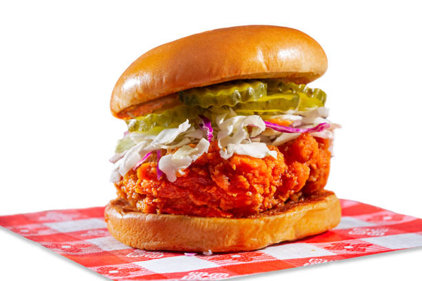 istock Spicy country fried chicken sandwich on a brioche bun 1400488895