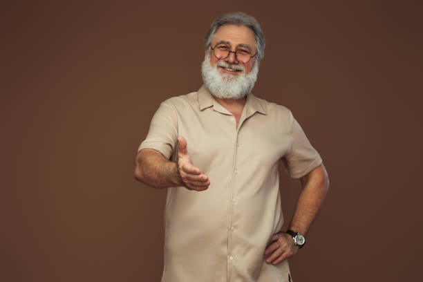 istock Portrait of a real happy old man 1400490195
