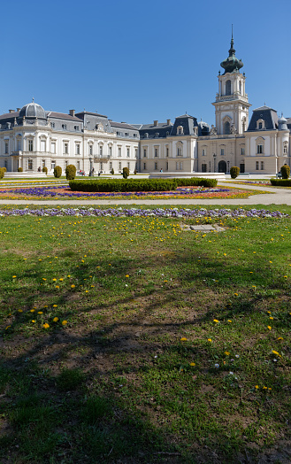 Keszthely, Hungary - April 13 , 2022: Festetics baroque palace at the center of its magnificent park