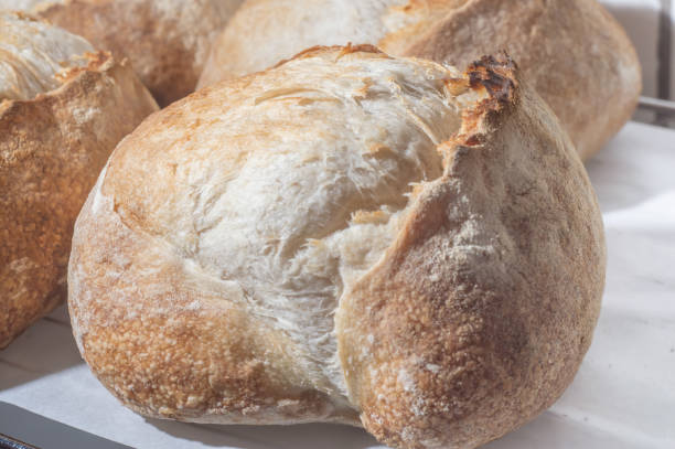 istock Traditional Italian bread on a shelf with natural light,handmade bread 1400497670