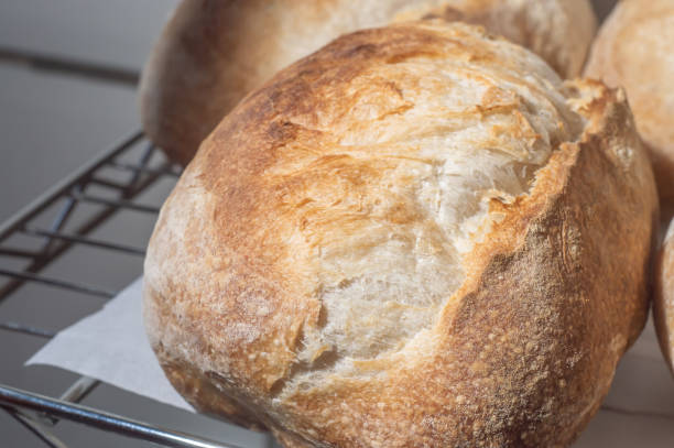 istock Traditional Italian bread on a shelf with natural light,handmade bread 1400497682