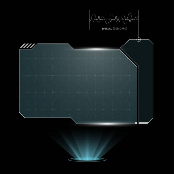 HUD digital futuristic user interface horizontal frame. Sci Fi high tech screen. Cyberpunk game menu touching monitoring hologram dashboard panel. Cyber space head-up display information eps border HUD digital futuristic user interface horizontal frame. Sci Fi high tech screen. Cyberpunk game menu touching monitoring hologram dashboard panel. Cyber space head-up display information vector border spy games stock illustrations