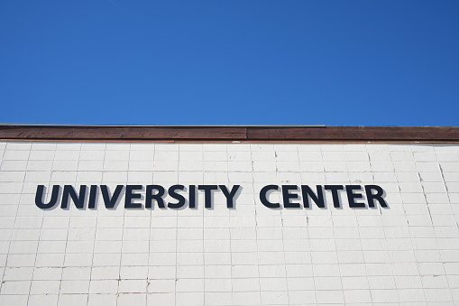 University center sign on public university campus