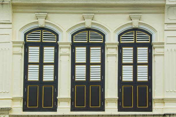 windows on Old Building in Sino Portuguese style