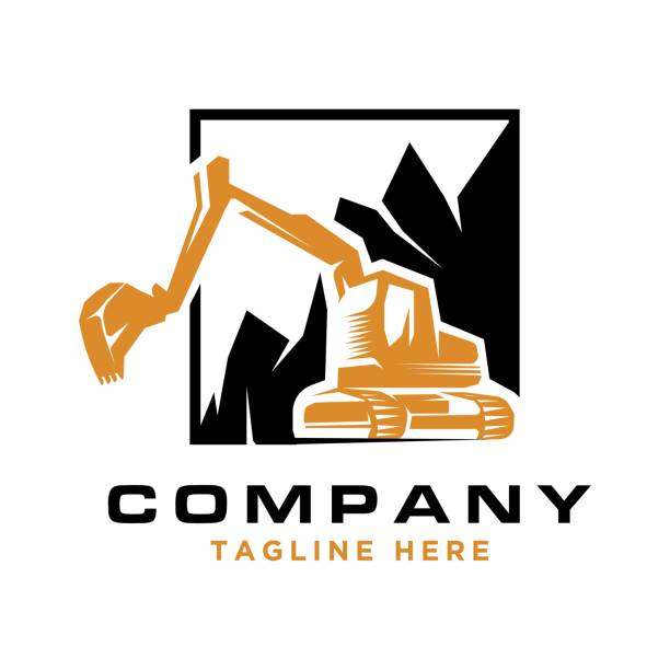 дизайн символов экскаватора - earth mover bulldozer construction equipment digging stock illustrations