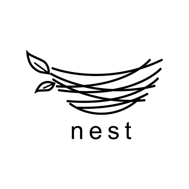 둥지 일러스트 로고 - birds nest illustrations stock illustrations