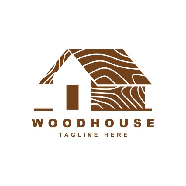 ウッドハウスのロゴ - wood tree textured wood grain点のイラスト素材／クリップアート素材／マンガ素材／アイコン素材