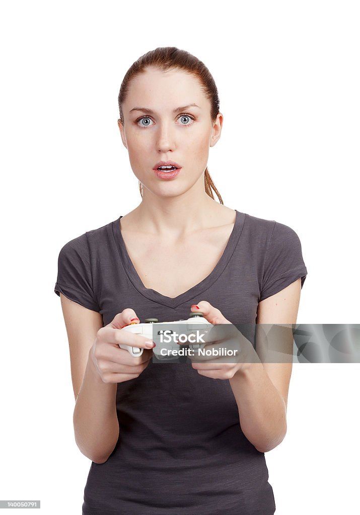 Niña jugando un videojuego - Foto de stock de Adulto libre de derechos