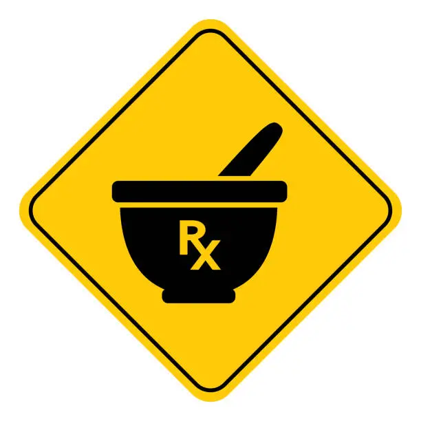 Vector illustration of Mortar And Pestle Road Sign