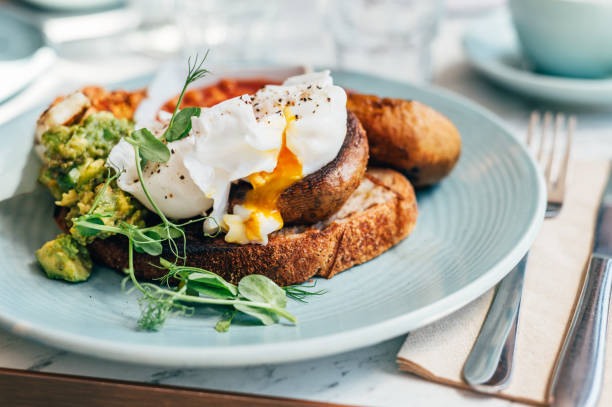 istock Healthy breakfast from poached eggs and veggies 1400512403