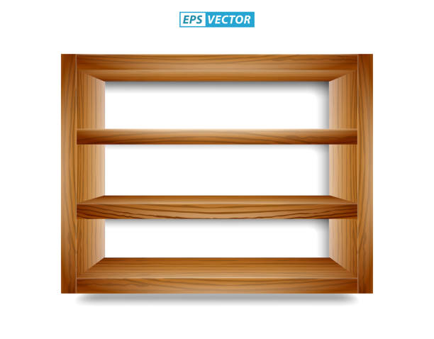 illustrations, cliparts, dessins animés et icônes de ensemble d’étagères murales réalistes en bois blanc isolées. vecteur eps - sale shelf bookshelf wood