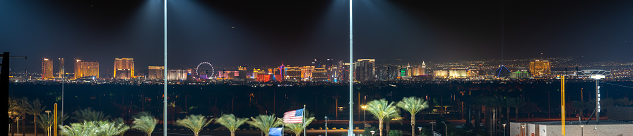 Las Vegas, Nevada - April 30, 2022: Panoramic View of Las Vegas Strip from Far Away