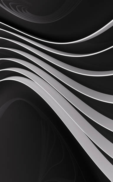 istock Metal curve geometry with dark background, 3d rendering. 1400522530