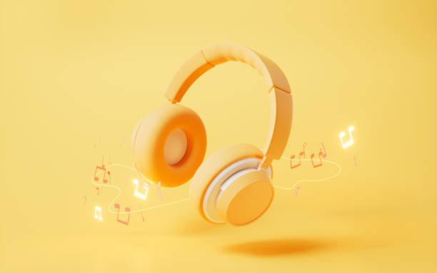 istock Headphones gaming headset, 3d rendering. Listening audio electronic device. 1400523463