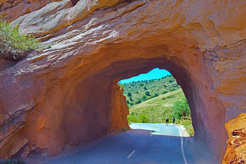 Rock wall tunnel at Red Rocks-Denver,Colorado