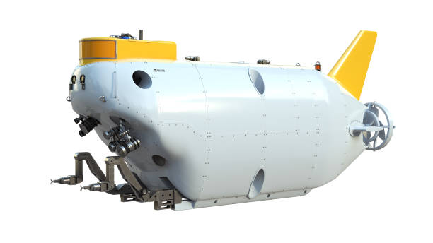 deep sea submersible, 3d rendered - submarino subaquático imagens e fotografias de stock