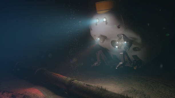 Deep Sea Pipeline Inspection, 3D Rendered stock photo
