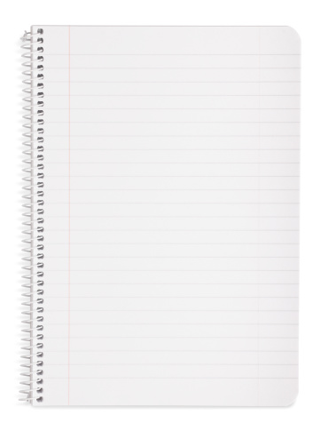 Blank notepad isolated on a white background.