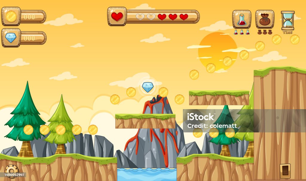 Nature Graphics/game Game Template Nature Forest Scene Stock Illustration - Download Image ...