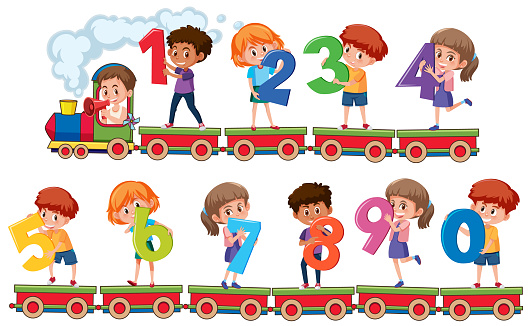 Set of number 0 to 9 for kids illustration
