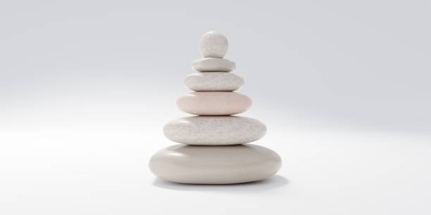 istock Zen stone, pebble pyramid stack, pastel color. Balance and spa concept. 3d render 1400546312