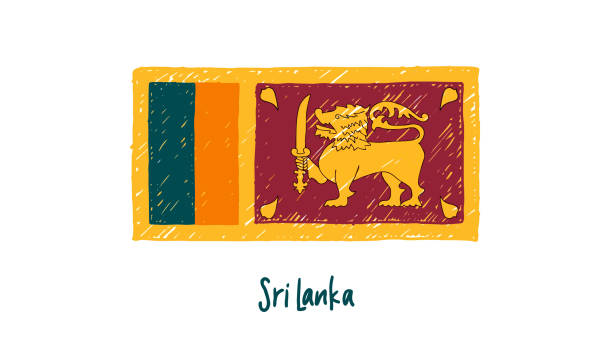 Sri Lanka Flag Marker or Pencil Sketch Illustration Vector Country Flag Marker or Pencil Sketch Illustration Vector sri lankan culture stock illustrations