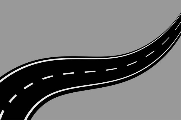 ilustrações de stock, clip art, desenhos animados e ícones de winding road gray background. top view. vector illustration. stock image. - road top view