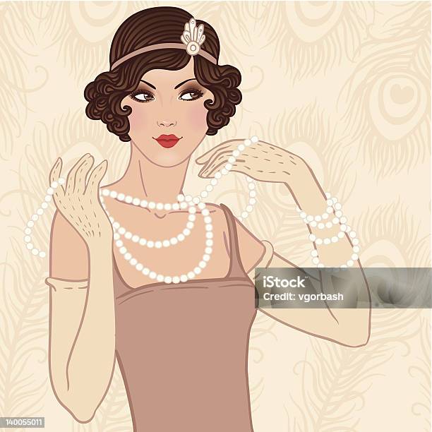 Flapper Girl Retro Party Invitation Stock Illustration - Download Image Now - Flapper Style, 1920-1929, Women